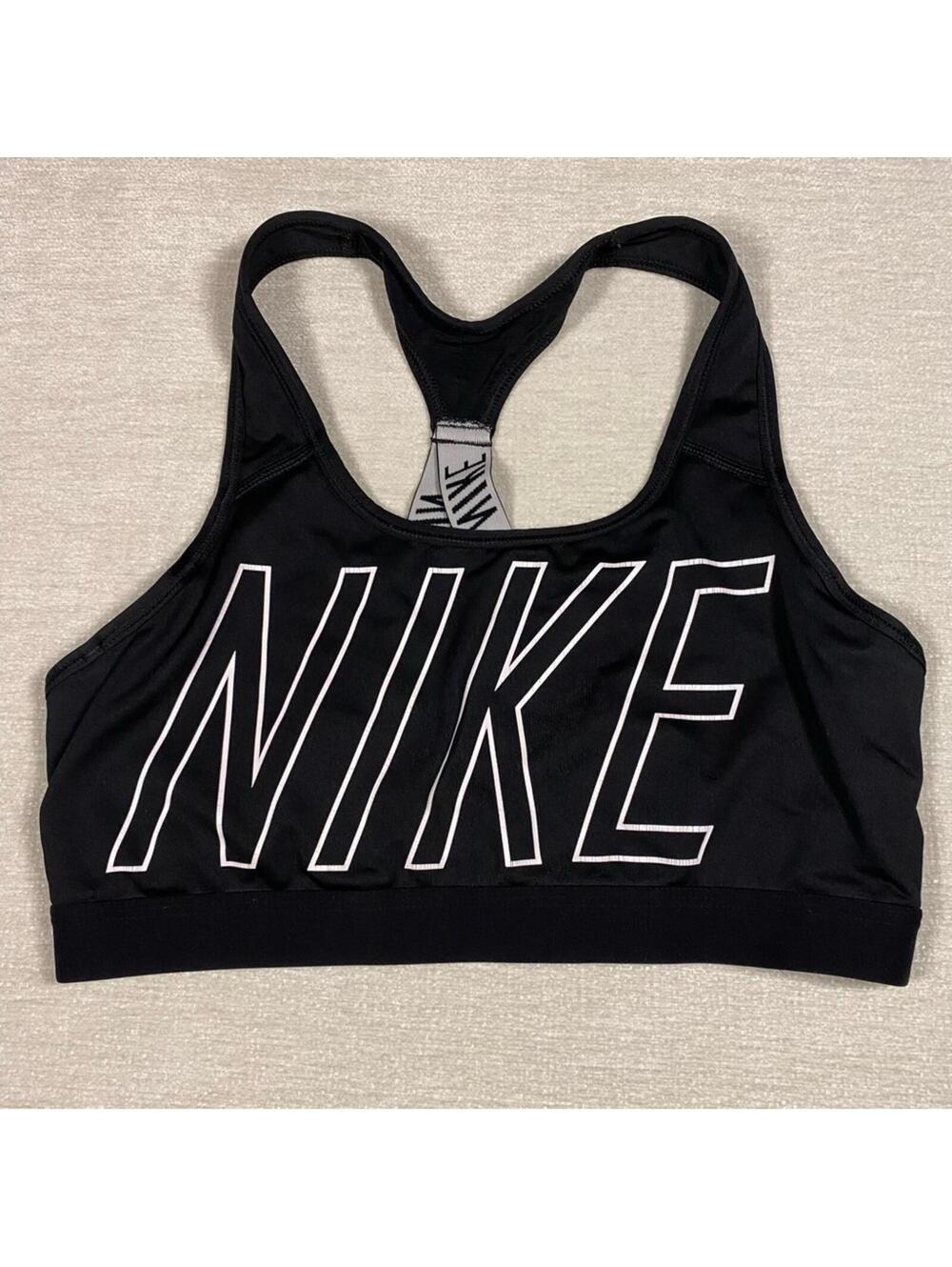L Nike Dri-fit Classic Unlined Black Racerback Sports Bra Active Top Racer Back